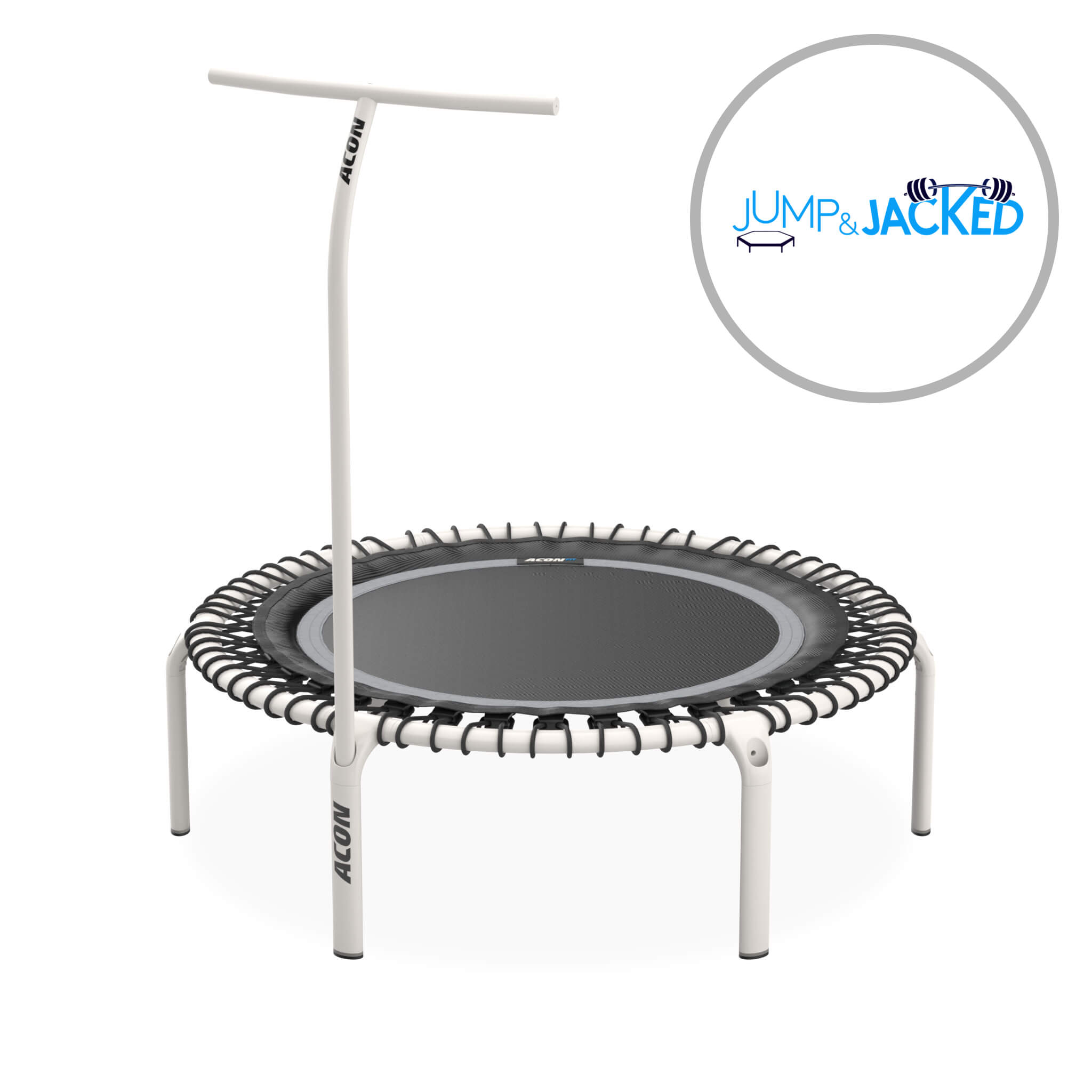 Acon FIT 1,12m White Round Trampoline with Handlebar and Free Training Program.