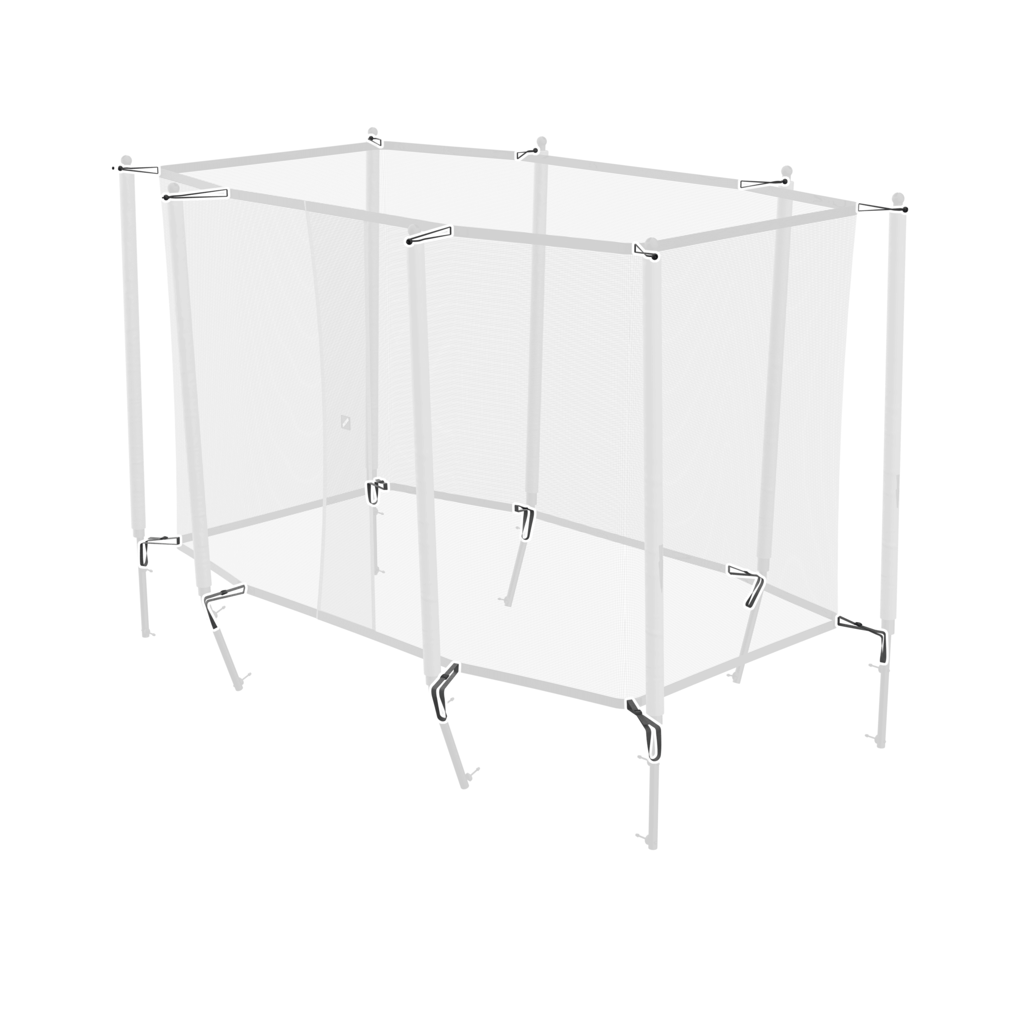 Picture that highlights the Net attachment strap and bungee set for ACON 13/16 HD enclosure