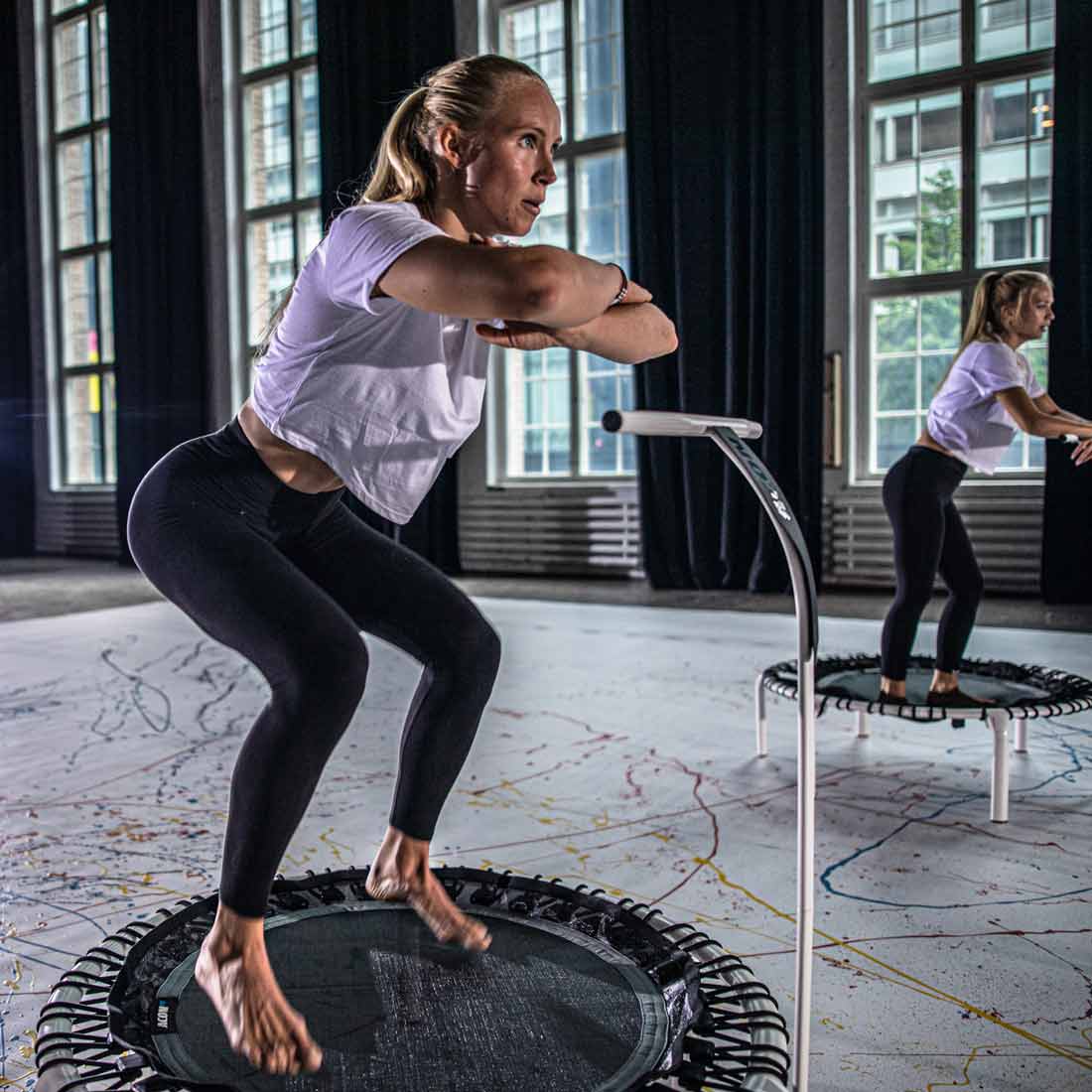 Exercising on 2025 a trampoline